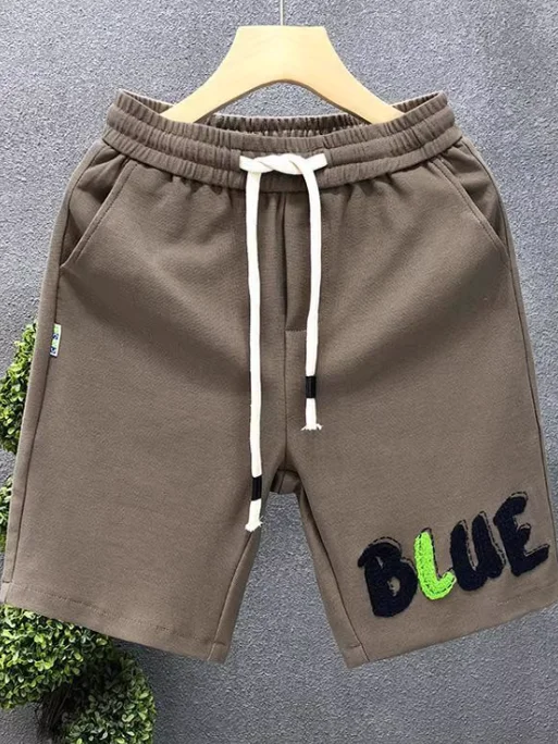 トレンディなカジュアルショーツメンズ夏薄手ルーズ5点パンツファッショナブルなレターカラーフェイクカラー快適な通気性