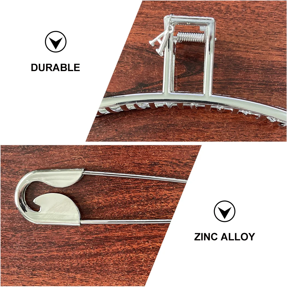 

1 Set Decorative Claw Simple Clip Metal Pin Strong Durable Daily Use Stylish Exaggerated Big Pin Ponytail Girl Hair Accessory