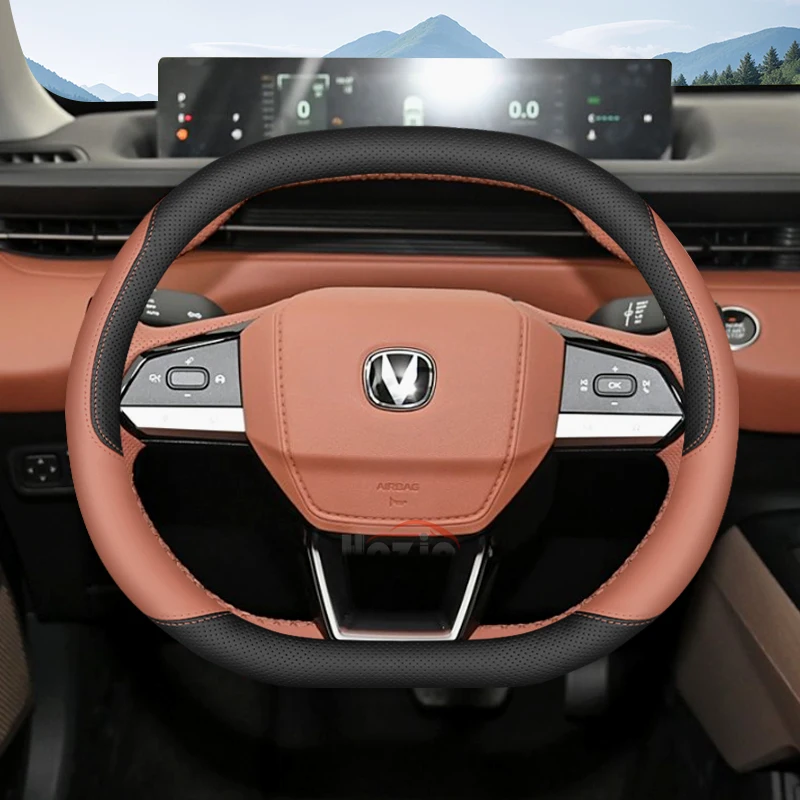 

Leather Car Steering Wheel Cover for Changan Uni K S V Cs55 Plus Eado Plus Interior Accessories 2025