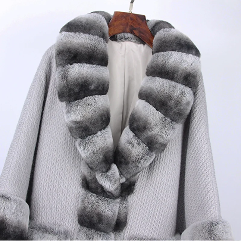 Hot Sale New Type Lazy Rabbit Hair Spliced Knitwear Loose Version Fur Coat for Women