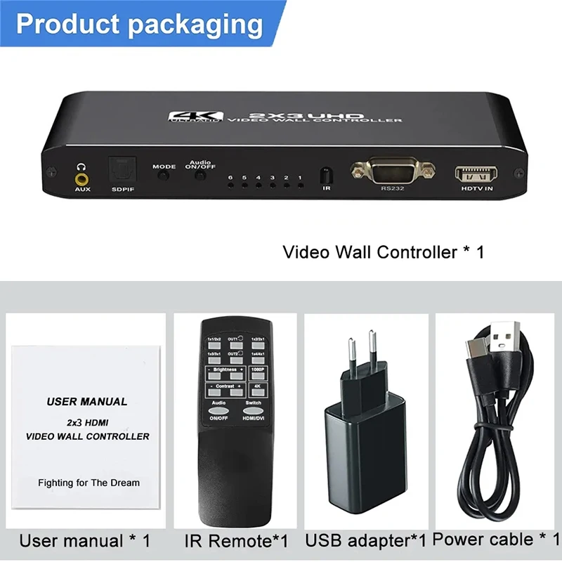 2X3 6 Scherm 4K Hdmi Tv Video Wall Controller Lasmachine 1X1 1X4 2X2 3X3X2 4X2 2X4 Hdmi Dvi Multi Video Scherm Processor Switcher