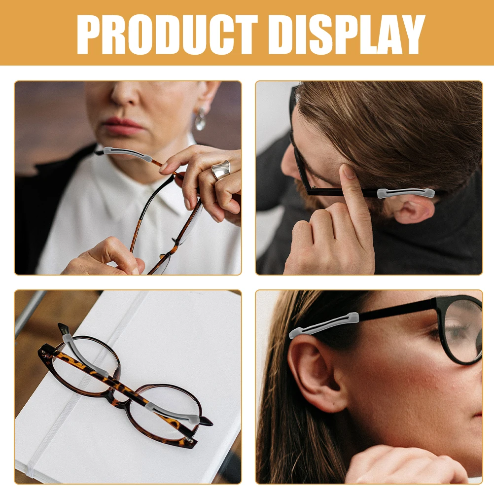 

10pcs Silicone Eyeglass Cushions Anti-Slip Glasses Ear Grips Comfortable Protectors Non-Sore Ear For Sunglasses Reading Glasses