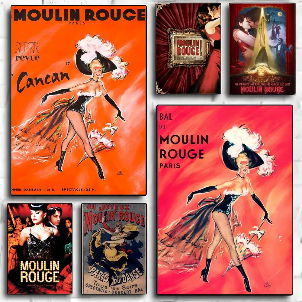Pôster do Filme Moulin Rouge, Arte de Parede Moderna em Papel PP, Adesivo Decorativo Minimalista para Café, Escritório, Bar, Decoração de Parede para Casa, Presente