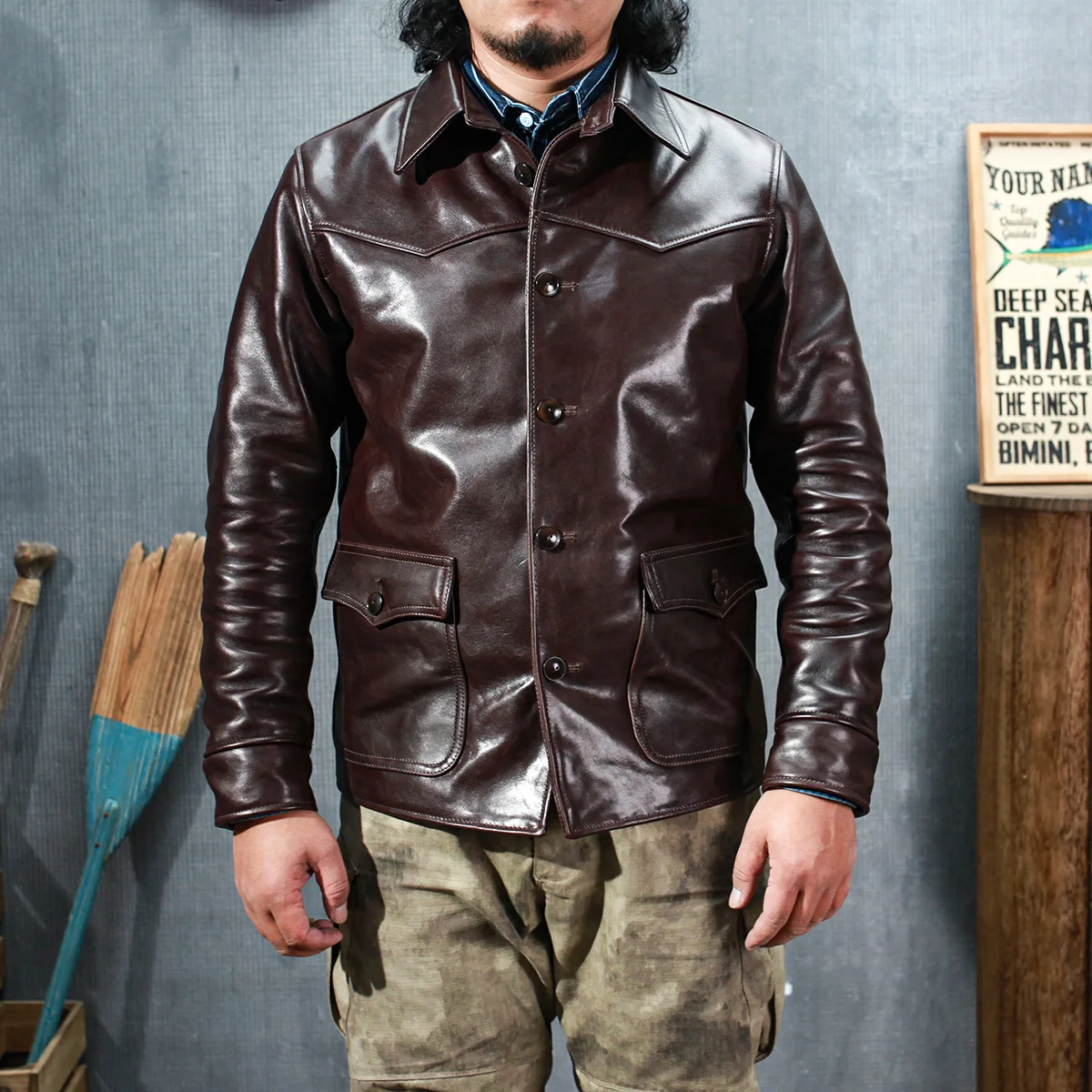 SDC1750 Asian Size Men's Slim Vintage Genuine Italian Tuscany Cow Leather Storm Rider Jacket