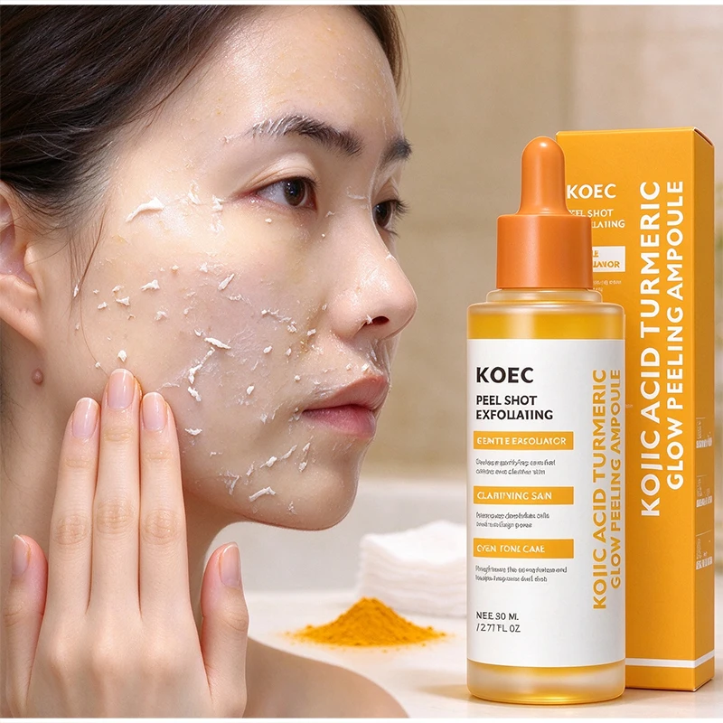 KOEC Kojic Acid Turmeric Peel Shot Exfoliating Serum 80ml Red Rice PDRN Glow Hydrating Smooth Improve Dull Skin Tone Facial Care