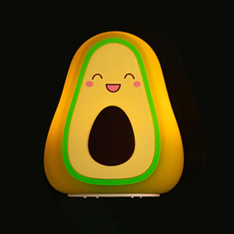 Lampe LED en silicone en forme d'avocat pour chambre à coucher, veilleuse, dessin animé mignon, fruit, document, lumière ambiante, chargement USB, tactile