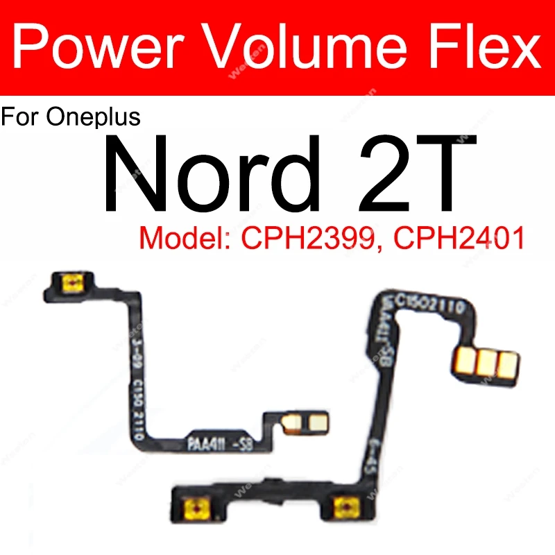 Volume Power Key Flex For OnePlus 1+ Nord 2T Nord 2 5G On Off Power Volume Up Down Side Button Flex Ribbon Parts