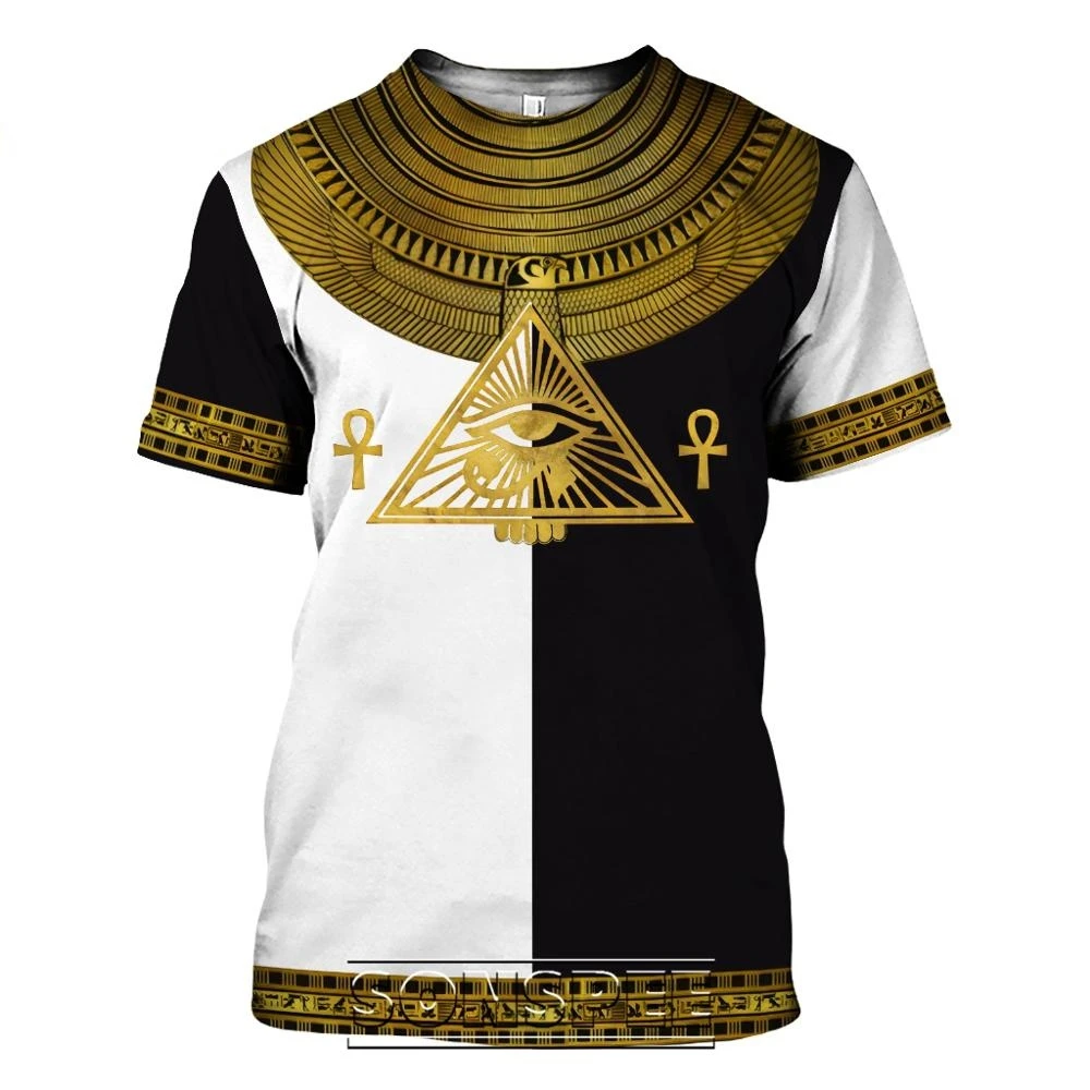 Summer 2022 Men\'s T-Shirt Casual 3D Printing Ancient Egypt Eye of Horus Egyptian Symbol T-Shirt Men\'s Women\'s Short Sleeve Plus