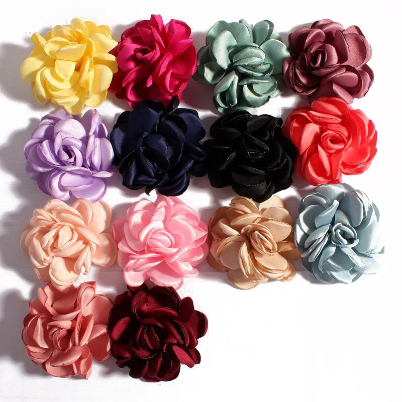 20pcs/lot 6cm 14colors Vintage Burn Eage Hair Rose Flowers For Children Accessories Artificial Fabric Flowers For Headbands