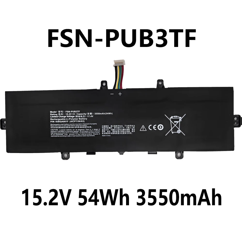

FSN-PUB3TF 15,2 В 54 Втч 3550 мАч аккумулятор для ноутбука большой емкости для TongFang X1 U430 U49F U49L серии 93BQA001F