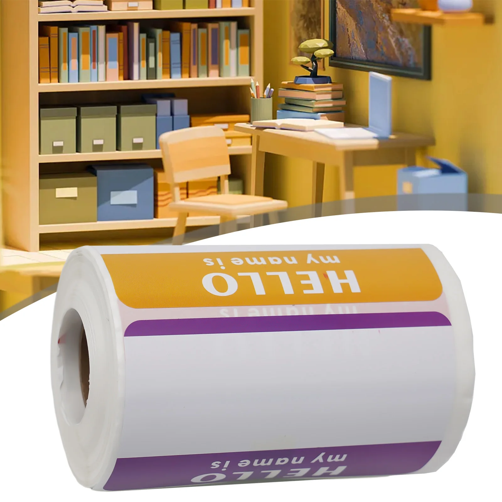 

1 Roll Name Sticker 5 Vibrant Colors Labels For Office Meeting School Home Room Decor Art DIY 3.5x2.25inch Wall Art