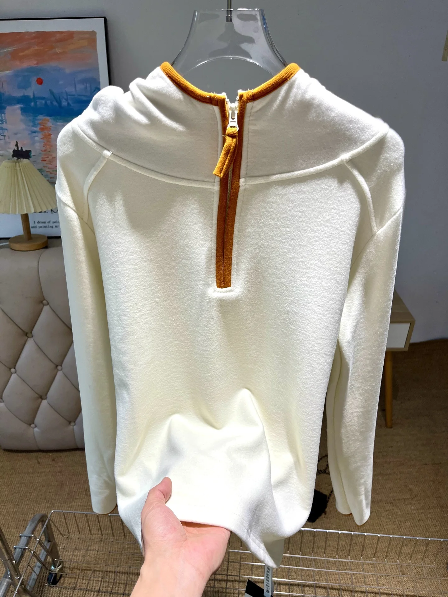 

Color Blo Long Sve Hoodie Women's Thiened Velvet f Zipper Spring Autumn Top Slim Fit Daily Wear Girls Sweatirt