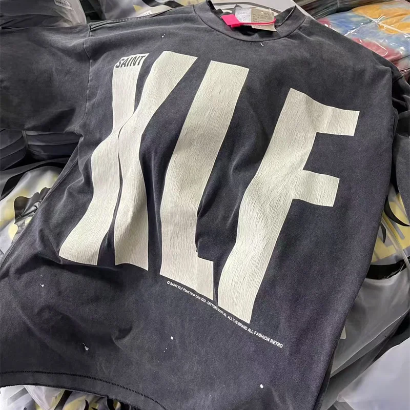 

Мужская и женская модная футболка Klf Exhibition Limited Edition Saint Michael Washed Do Old с длинными рукавами, повседневный спортивный тонкий пуловер