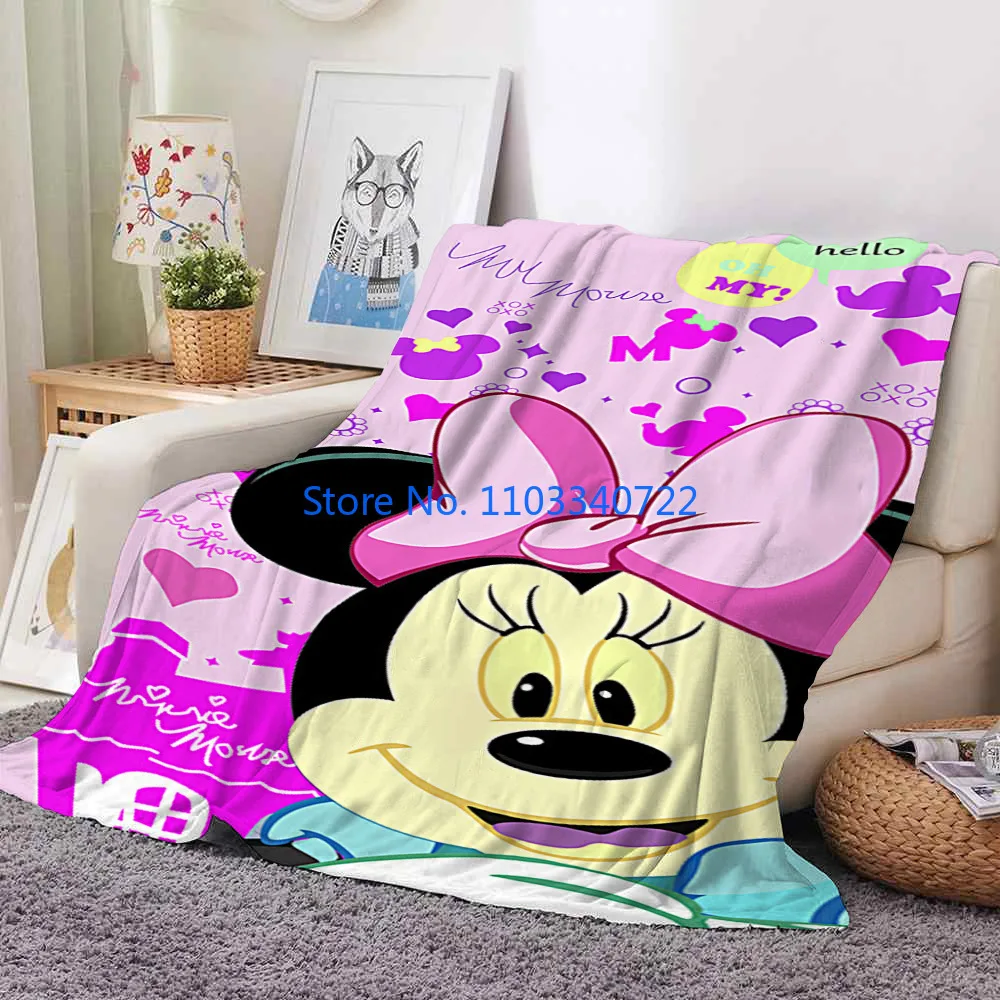 

Cartoon Cute Pink Minnie Mickey Mouse Soft Flannel Kids Blanket Throw for Bed Sofa Nap Blankets 150x200cm Festival Gift