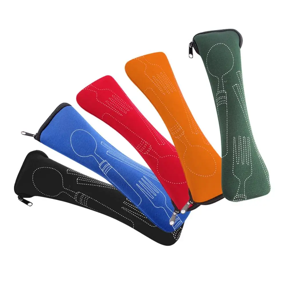 Portable Tableware Zipper Bag Outdoor Travel Camping Recyclable Dinnerware Set Cutlery Pouch Storage Bag