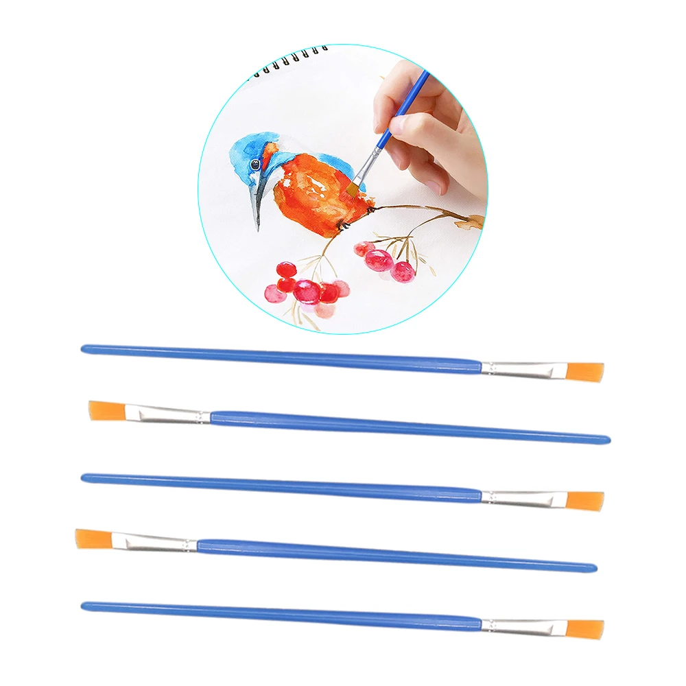 20Pcs Flat-Head ขนาดเล็กไนลอนพู่กันระบายสีสำหรับภาพวาดรูปวาดสีน้ำพู่กันระบายสีปากกาสำหรับศิลปินซัพพลายเออร์ Art เครื่องเขียน