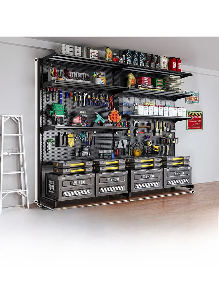 Modern Simple Metal Standing Storage Rack Hole Board Hardware Tools Organizer Home Shelf No Drilling Required Multi-Purpose