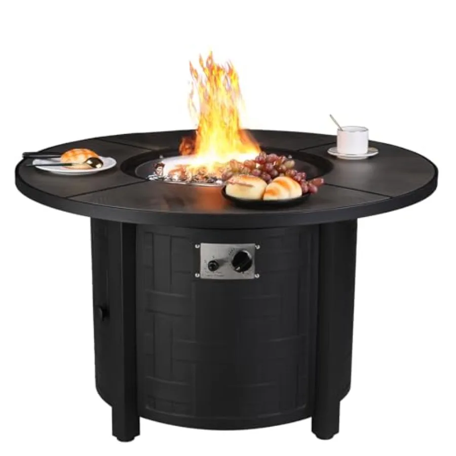 

42in Propane Fire Pit Table with 50 000 BTU AutoIgnition for Outdoor Patio Balcony Garden Features Waterproof Cover Blue Fire G