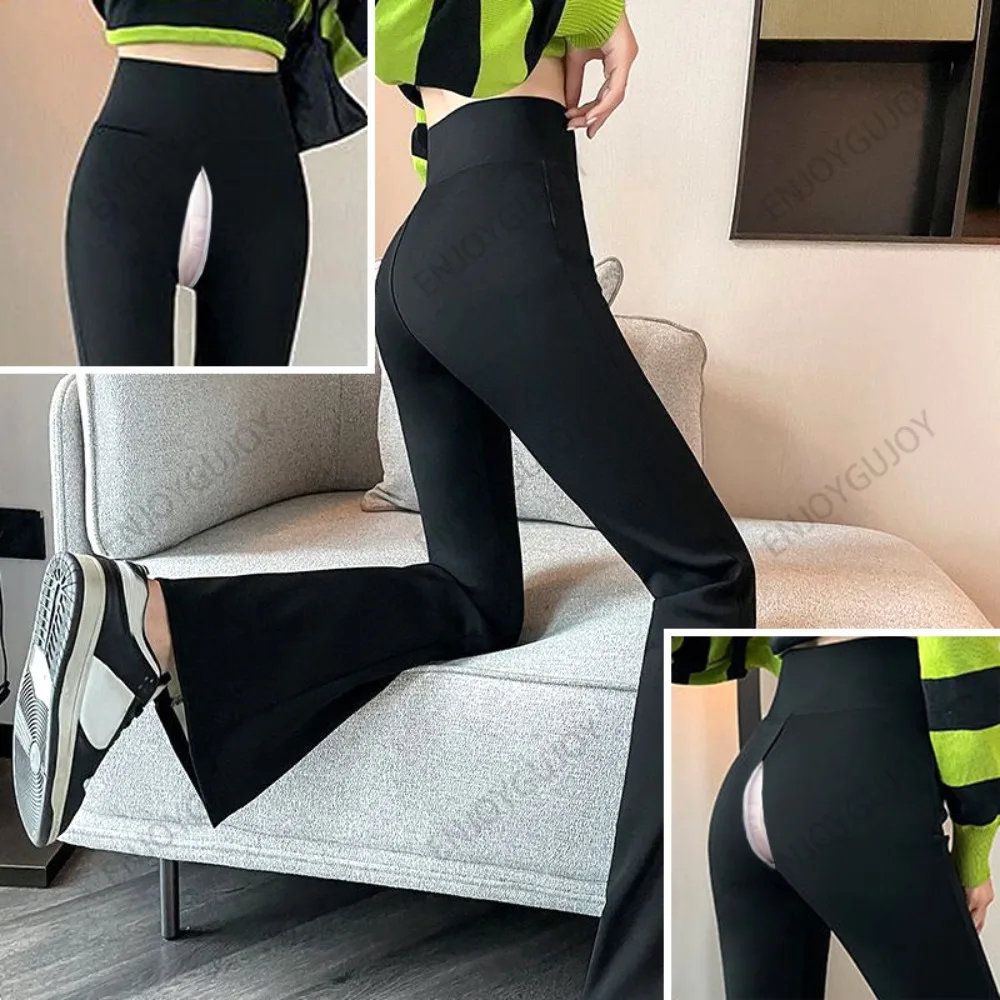 Yoga Flare Pants for Women, Invisible Open Crotch, Outdoor Sex, Add Fluff Shark Pants, High Waist, Slimming Yoga Pants, Ms Tra