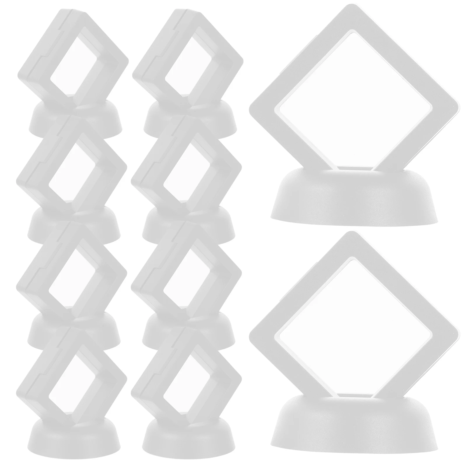 10 Set Kotak Pajangan Perhiasan 5X5Cm Tempat Mengambang Film Bening Putih untuk Penyimpanan Kalung Cincin di Acara Rumah