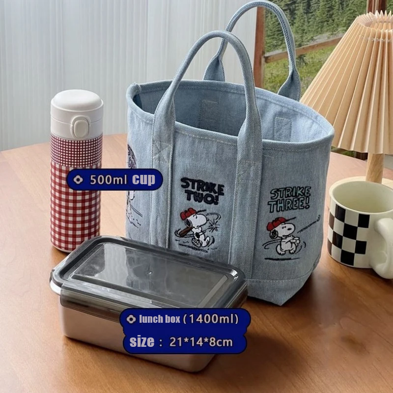 Snoopy Canvas Bag Cute Embroidered Shoulder Bag Fashion Minimalist Tote Bag Outward Handbag Exquisite Commuter Bag Christmas Gif