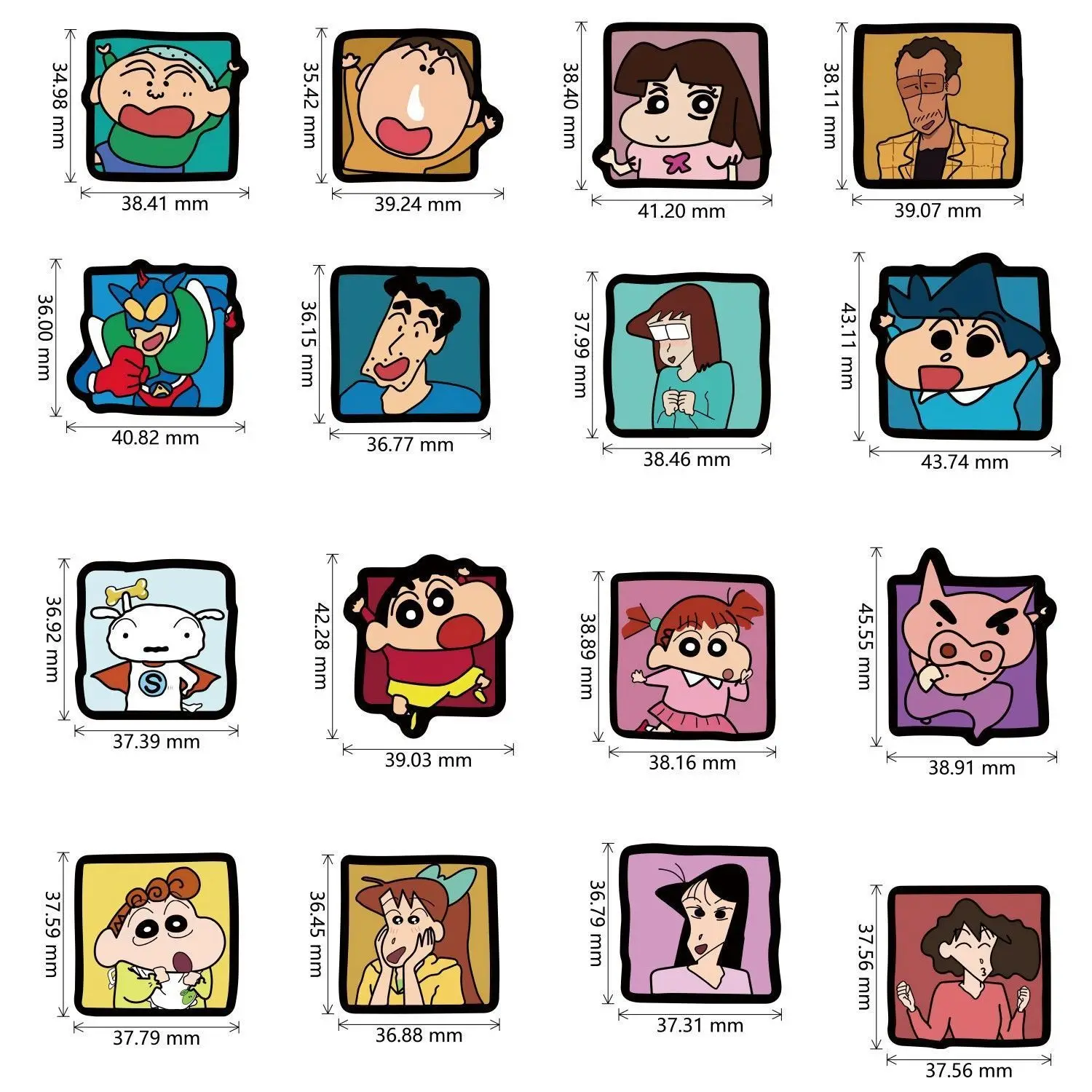 Crayon Shin‑chan 16‑Pack Fridge Magnets Vivid Anime Character Ornaments Magnetic Home Decor for Living Space Decoration