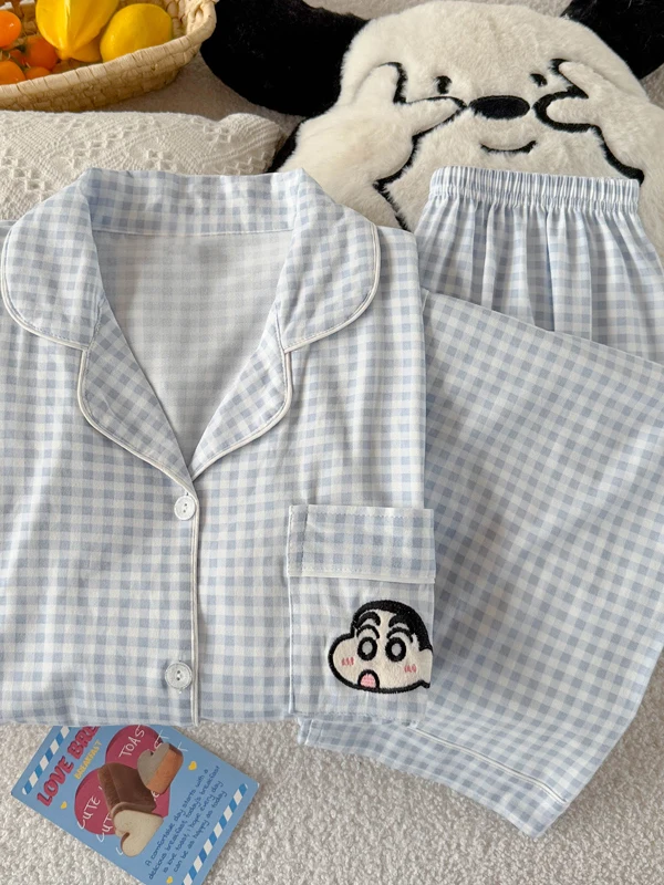 漫画パジャマ女性の長袖長ズボンホーム服カジュアルスタイル秋春季節快適な寝間着 1