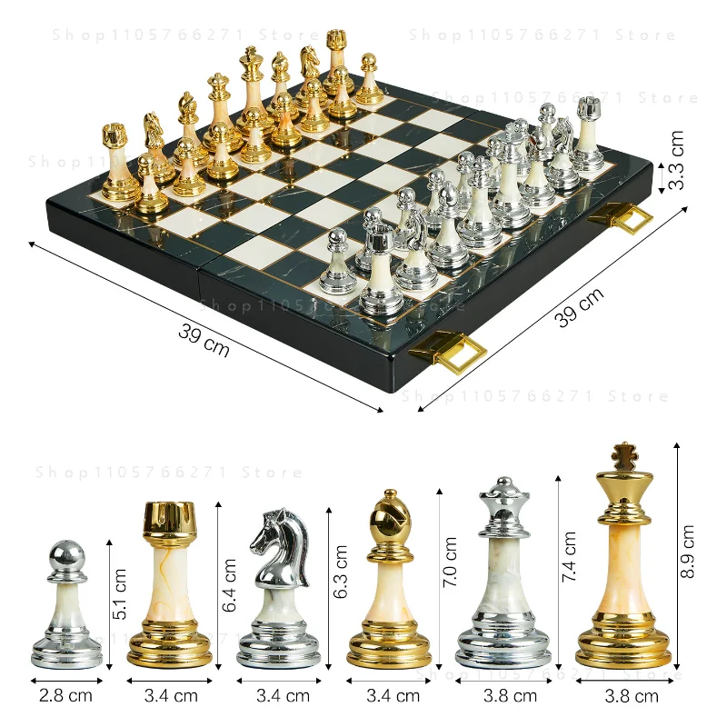 Premium Wooden Chess Set, Marble Chessboard, Hand-Carved, Weighted Base, Luxury Gift Box, Christmas Gift - view 5