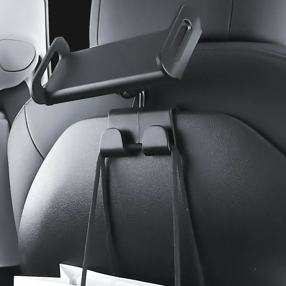ヘッドレストフック 車用シートバック用 クリップ付き タブレットホルダー スマホスタンド テスラY 2026用 財布 ハンドバッグ 食料品袋 F1N1