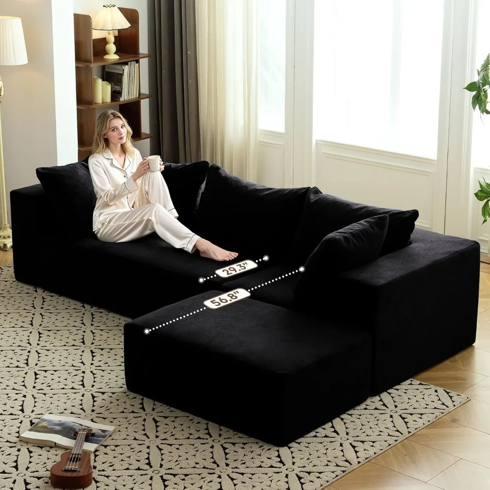 

modular sectional sofa with chaise, modern l shaped cloud couch with deep seat, sectional couches for living room, bedroom, off