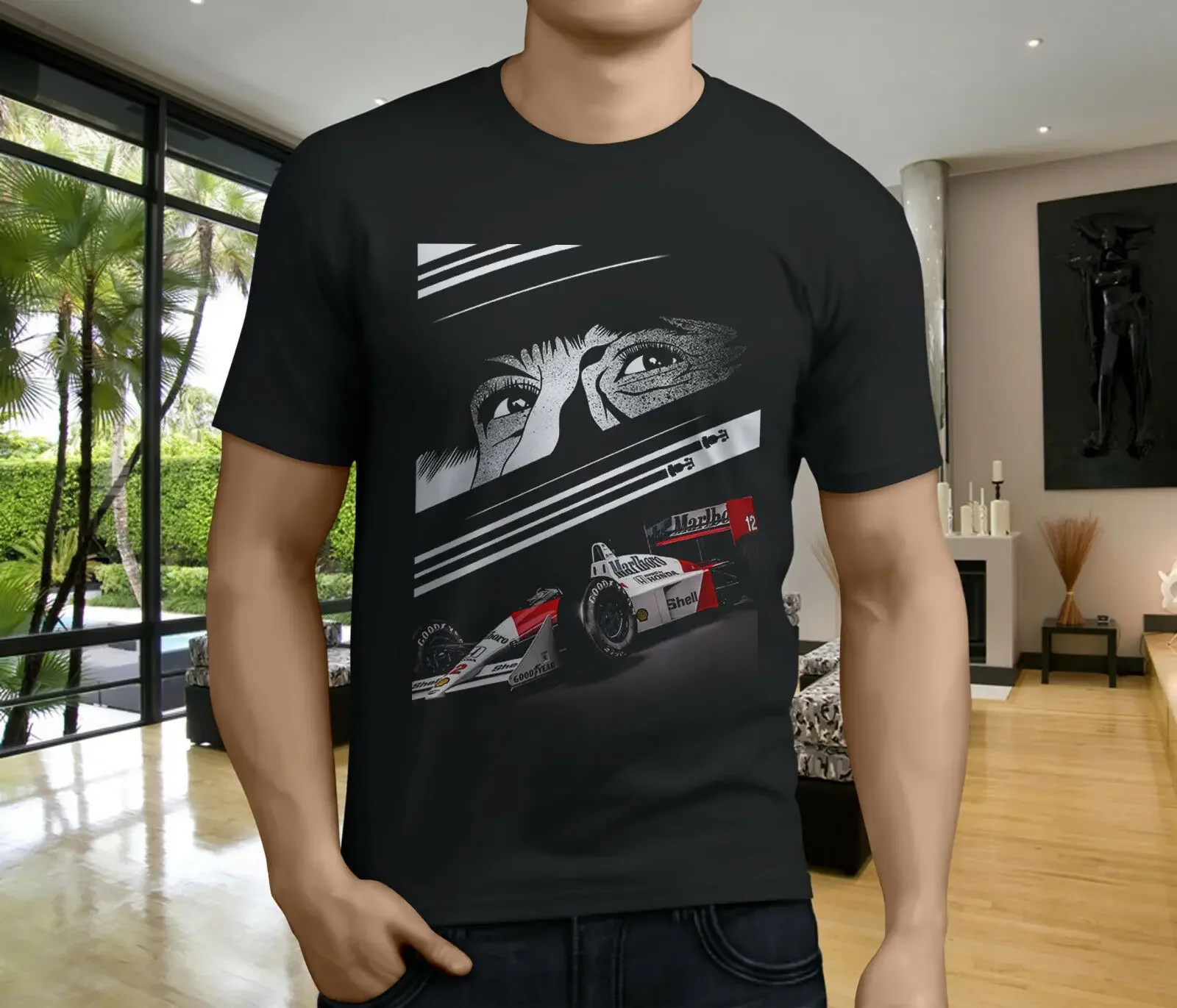 2019 Funny New Ayrton Senna World Championship Legend Men'S Black Oversized Graphic Tshirts for Women Gifts for Dad