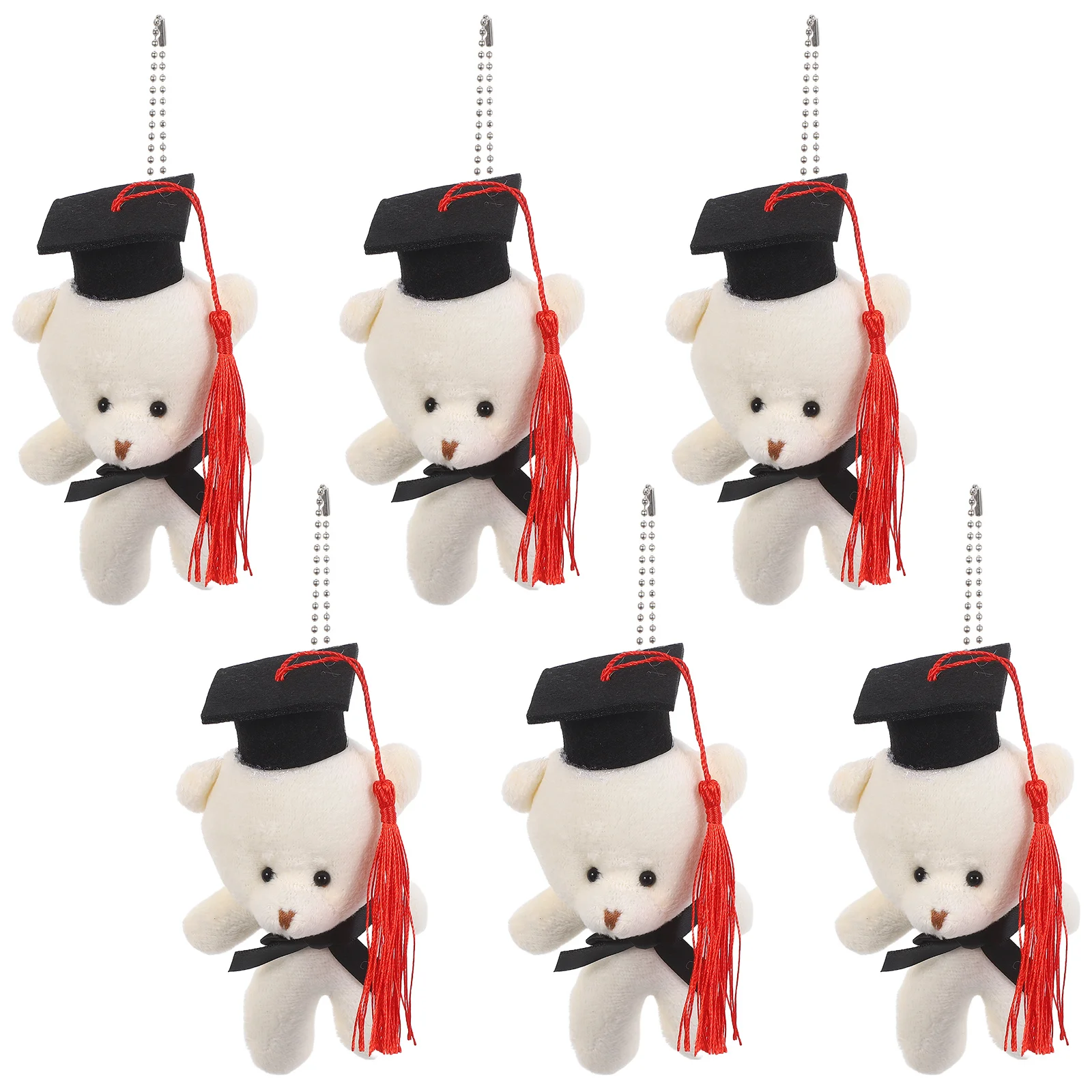 

6pcs Graduation Bear Mini Stuffed Animal For Grad Party Supplies Decoration Bouquet Pendant Gift Graduation Season Decorative