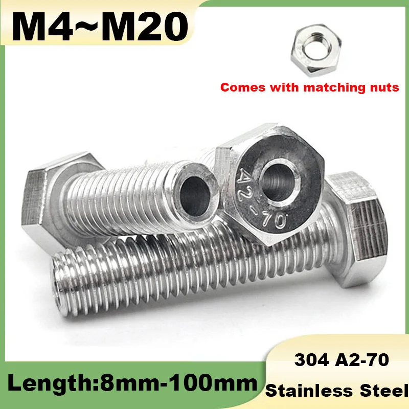 Hollow Screw M4 M5 M6 M8 M10 M12 M14 M16 M20 304 Stainless Steel Special Outer Hexagonal Bolt Threading Through Machine Screw