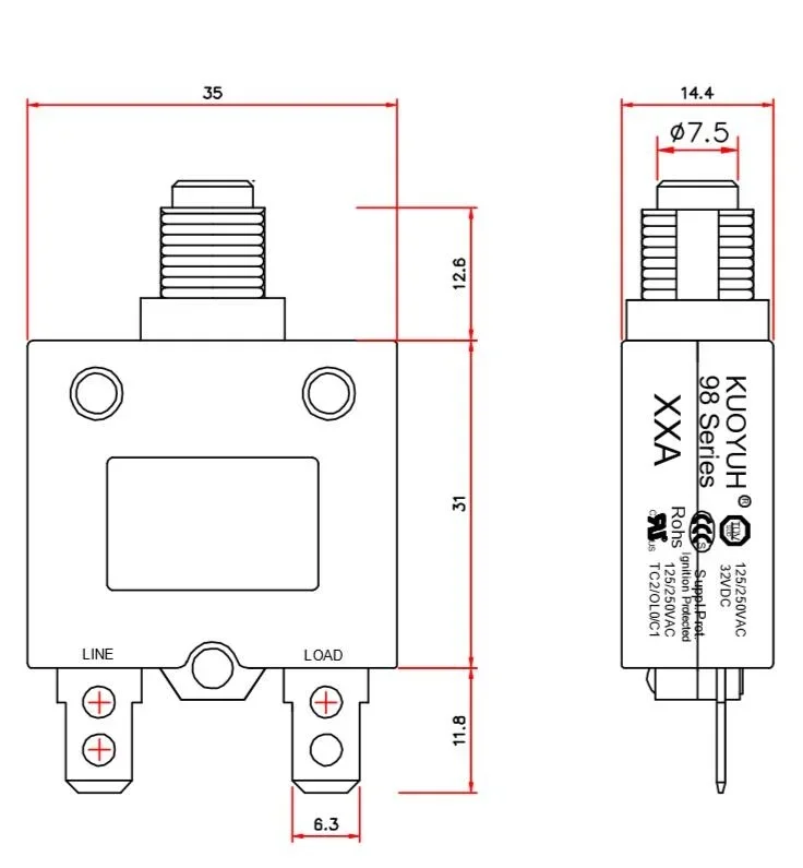 Kuoyuh 98 series circuit breakers20A 25A 30A 40A 50A overload protector switch for generator