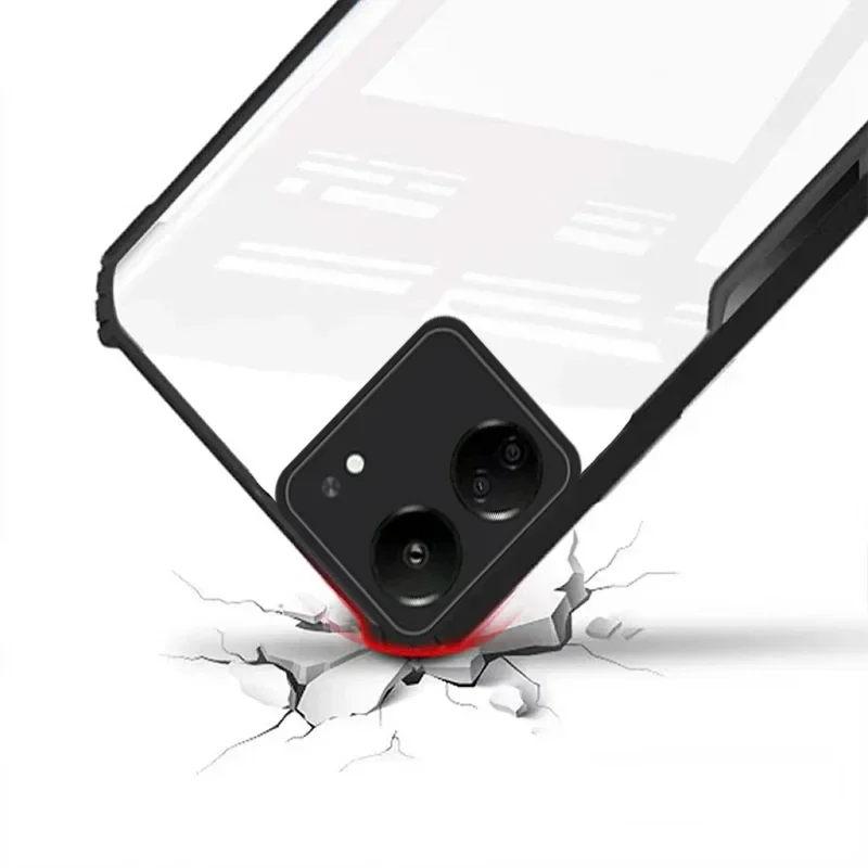 Handy hülle für Poco C65 4G transparente Rüstung Acryl stoß feste Kamera Objektiv Schutzhülle