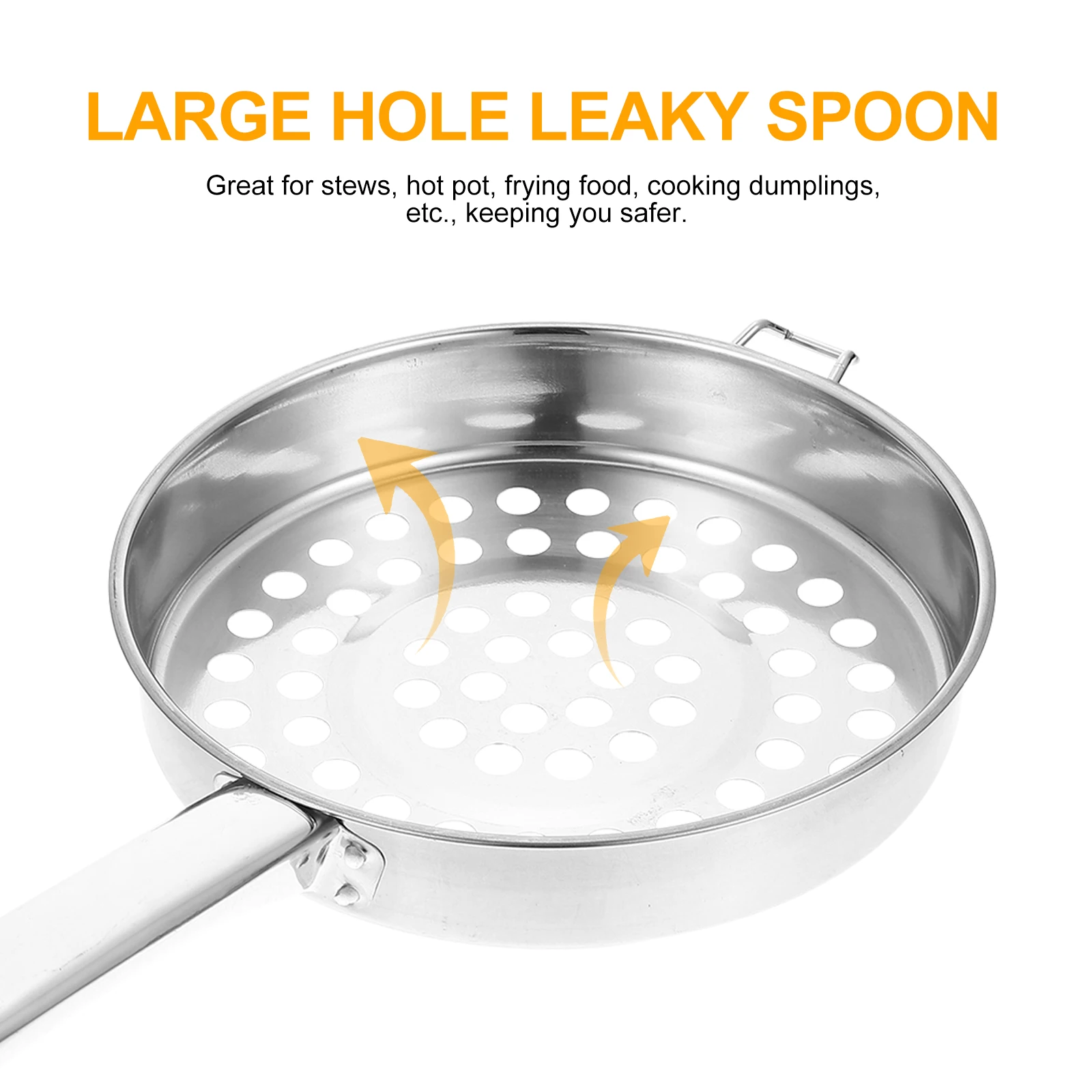 

Large Mesh Strainer Stainless-Steel Colander Multi-Function Filter Spoon for Shrimp Stews Hot Pot Food Serving
