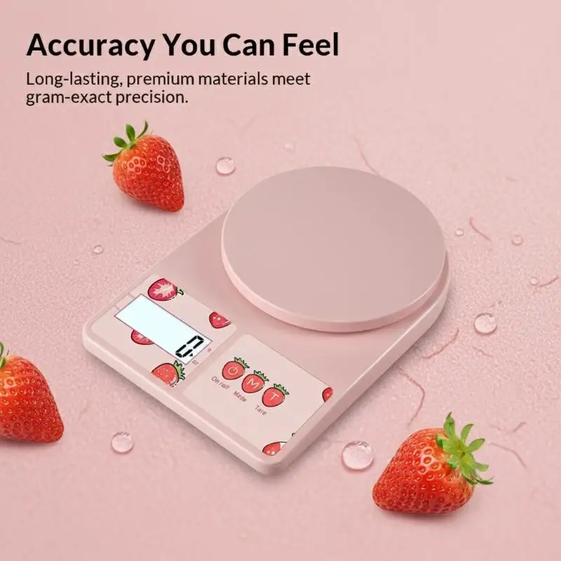 Cartoon Strawberry Food Scale 1g Digital Kitchen High Precision Multifunction for Baking Cooking Diet Management