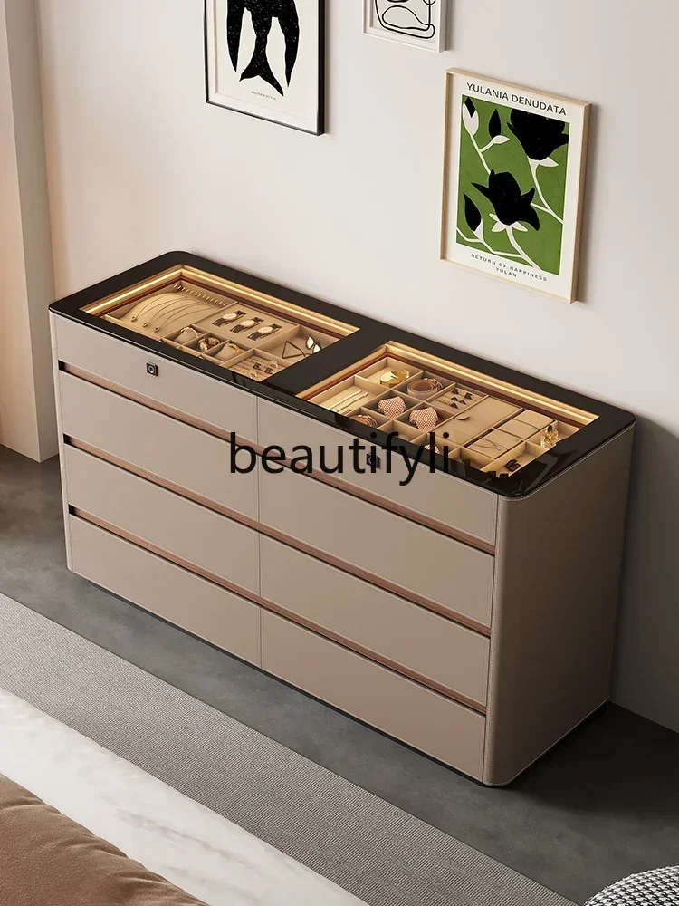 

LJYBedside Locker Household Drawer Against Wall Fingerprint Lock Storage Bucket Cabinet Cloakroom Jewelry Display Cabin