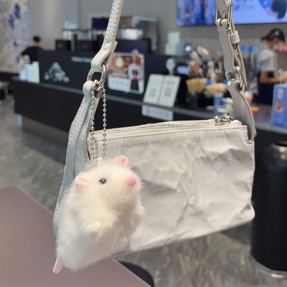Adorable Bean Bag Hamster Pendant Bag Charm Stuffed Animal Fluffy Mouse Keychain Kawaii Backpack Rat Boys Girls