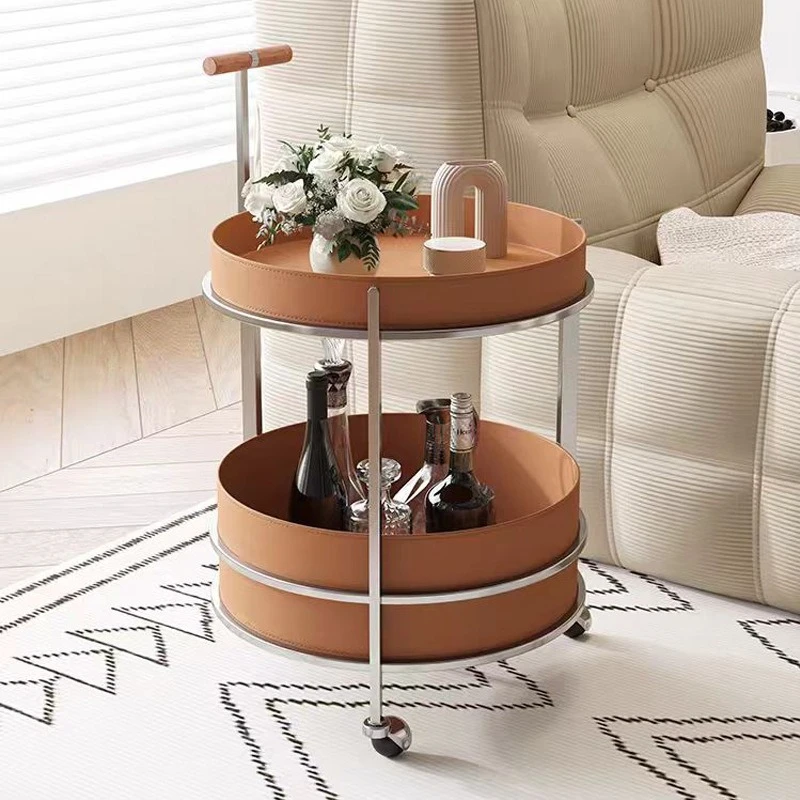 Mobile home hand push wine dining cart retro bedroom round makeup corner few
