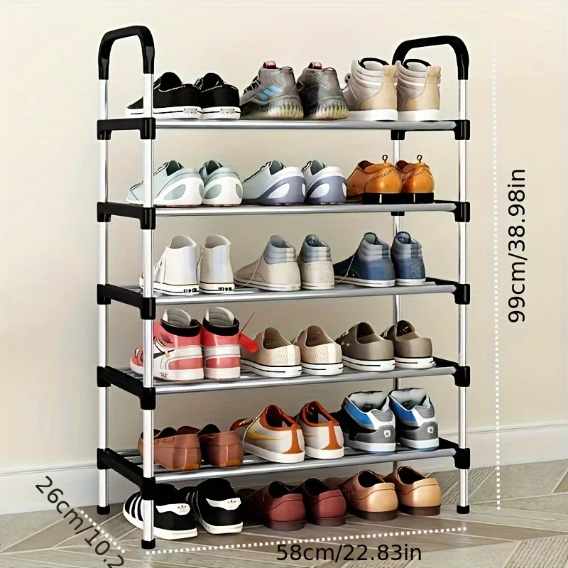 

Modern Simple Style Multi-function Space Saving Independent Five Storey Shoe Rack Durable Storage Rack Black Entrance Hallway