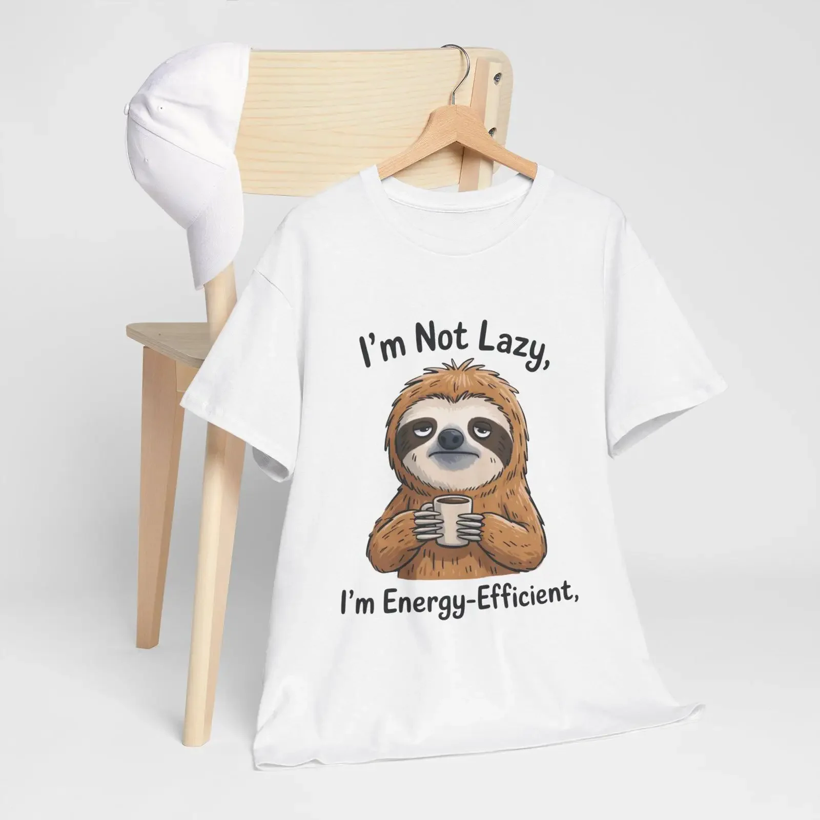 Sloth T Shirt I 39 m Not Lazy Energy Efficient  vintage Washed Soft Stretched Versatile Top For Everyday Wear Unisex graphic