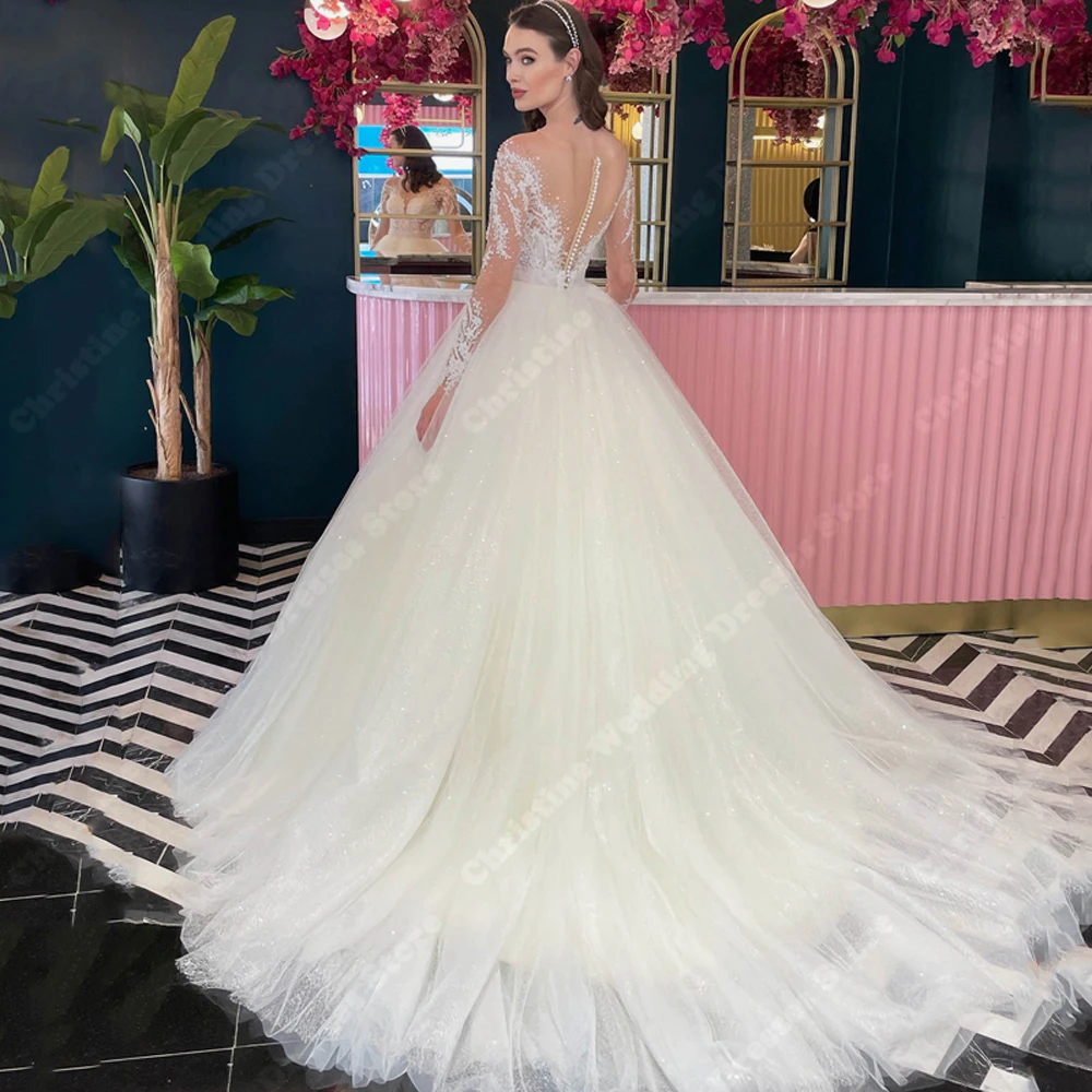 Vestidos de casamento com decote em v personalizados para mulheres, vestes modernas, princesa boêmia vintage, comprimento esfregando, celebridade, 2024