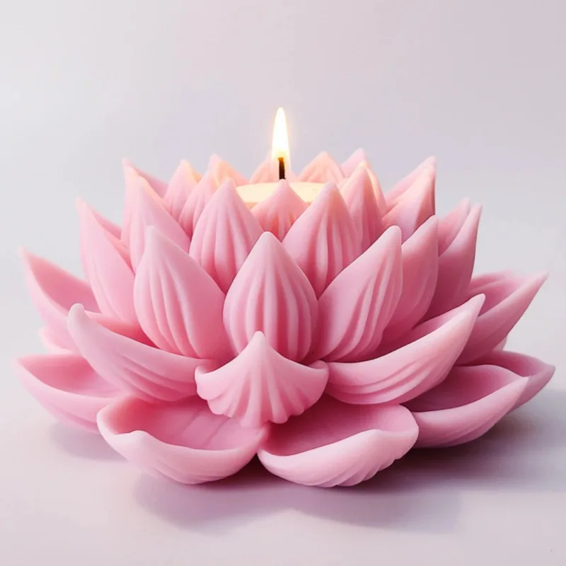 1pcs Lotus Flower Candle Silicone Molds 3D Blooming Flowers Soap Plaster Resin Mold DIY Making Chocolate Fudge Tools Home Crafts