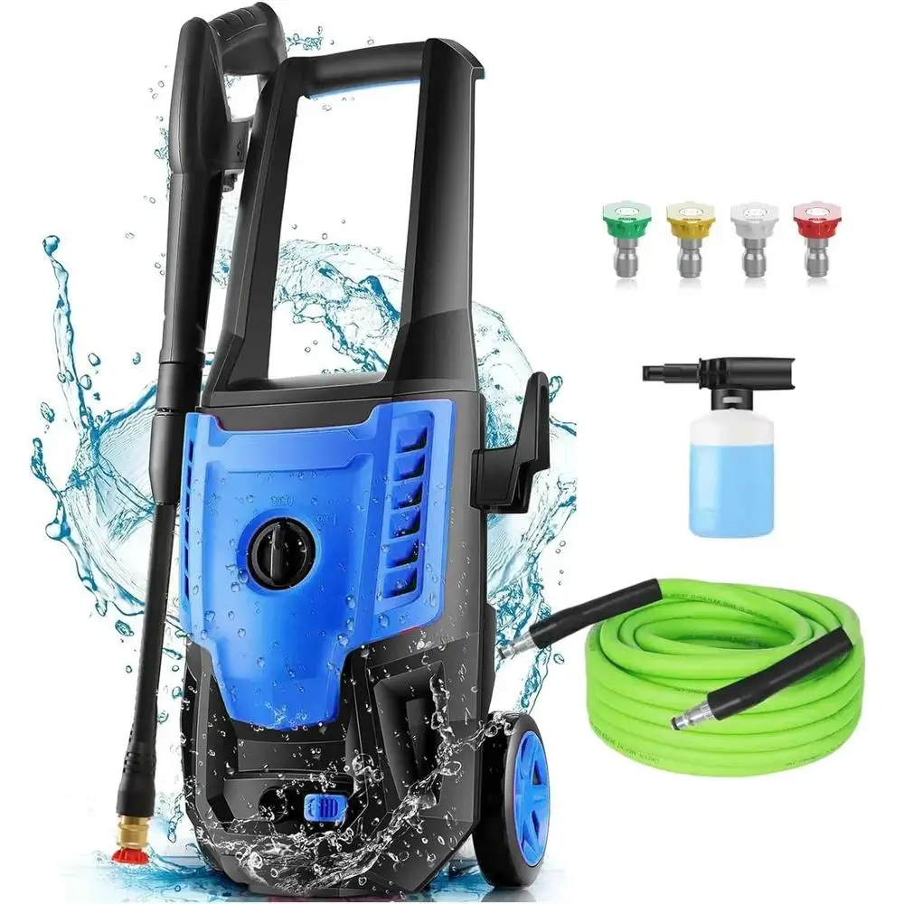 Electric High Power Pressure Washer 4800PSI 4.0 GPM Adjustable Nozzle Soap Bottle Metal Connector 33ft Hose 22mm Outlet 2024