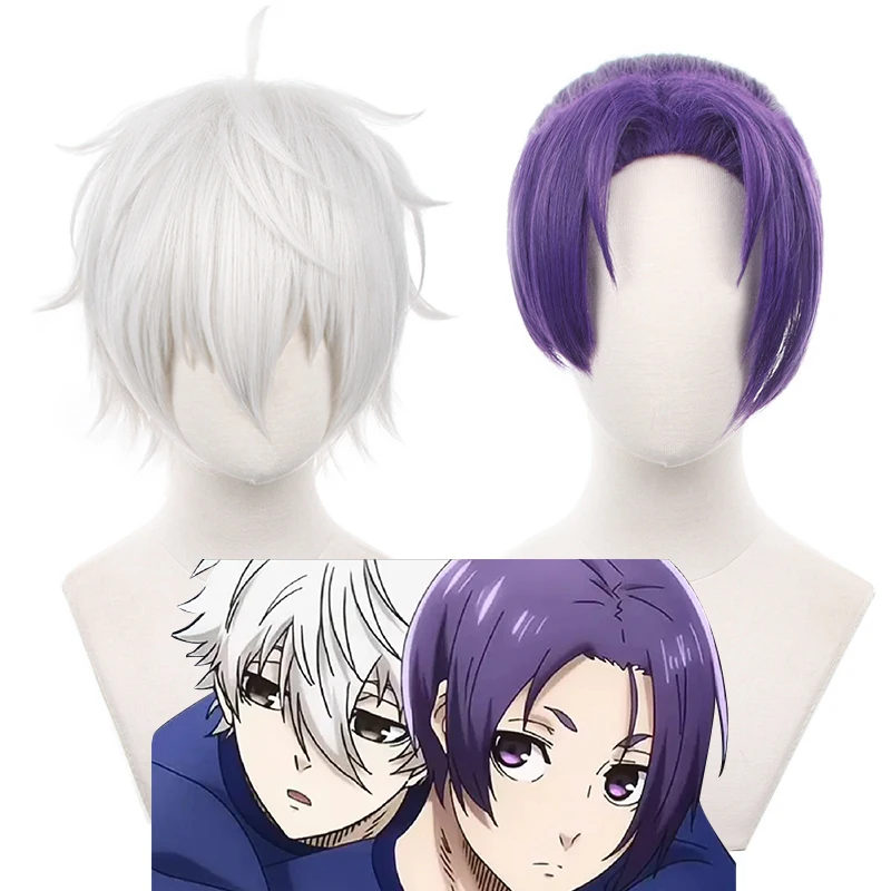 

Nagi Seishiro Cosplay Wig Anime Blue Lock Mikage Reo Silver White Purple Cosplay Wigs Heat Resistant Carnival Halloween Peruca