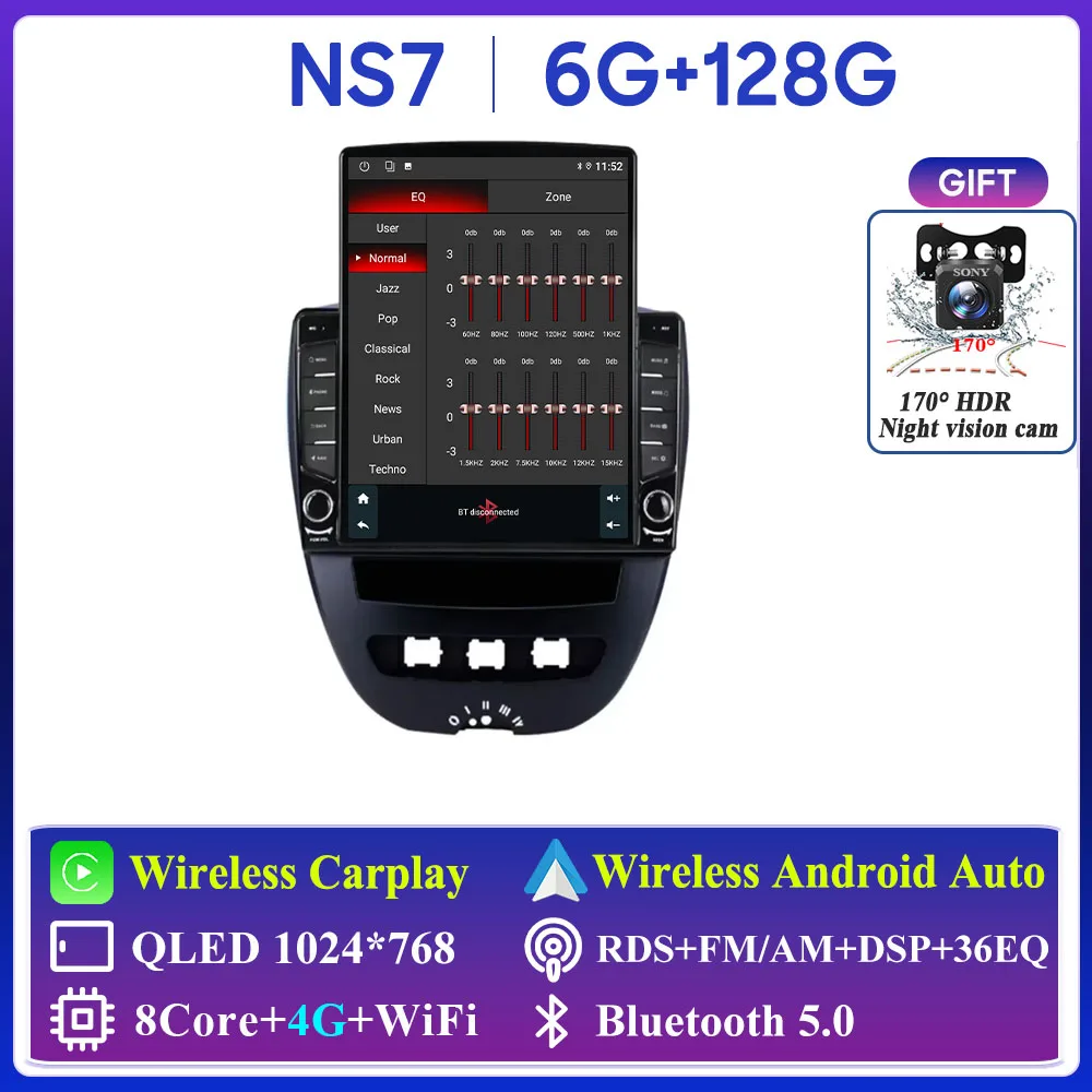For Peugeot 107 Toyota Aygo Citroen C1 Car Radio Carplay Navigation GPS Stereo Android Auto Screen No 2din Video WiFi Autoradio
