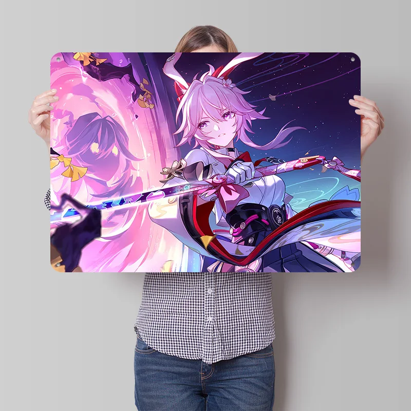 Honkai Star Rail Evanescia Personalized 3D Textured Metal Poster Wall Art Tinplate Sign for Decoration Home Decor Items House