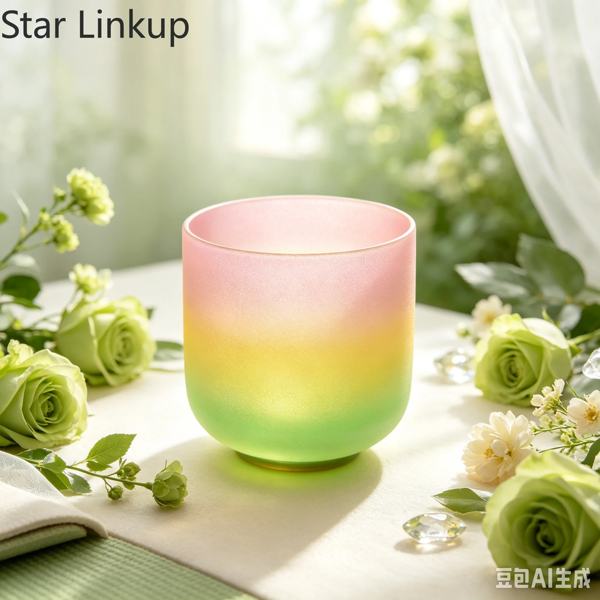 Star Linkup 7 Inch Rainbow Tinted Quartz Crystal Singing Bowl precisely tuned to B note for crown chakra activation and balance, supporting both 432Hz healing frequency and standard 440Hz tone