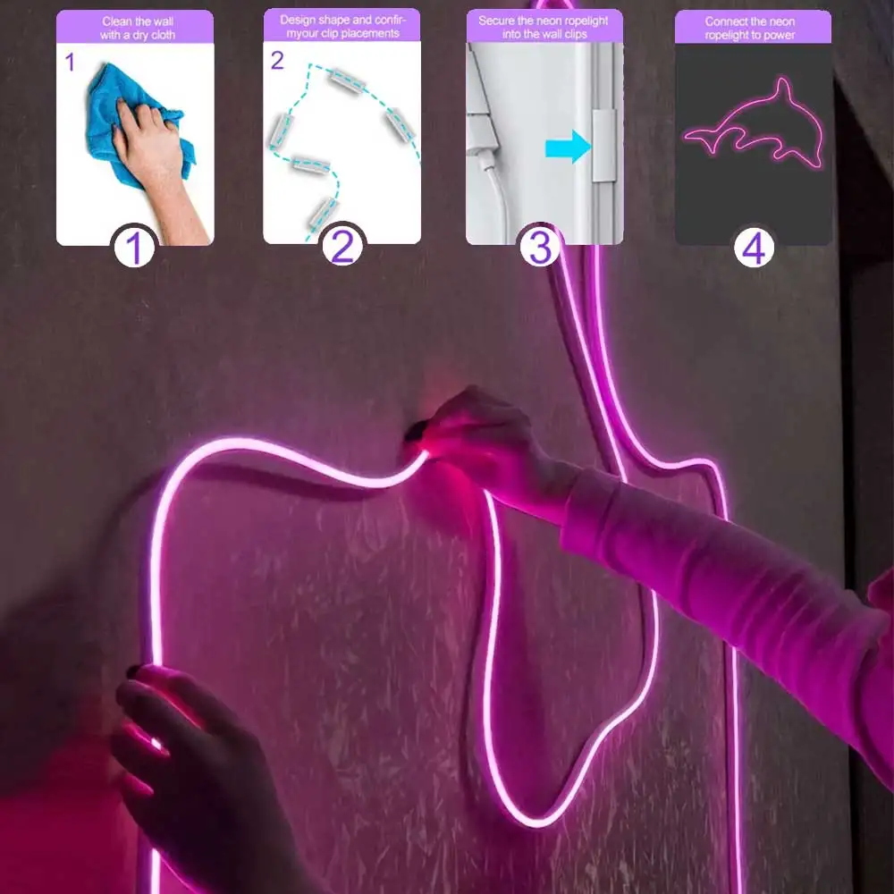 5V USB RGB light strip IP65 Waterproof 1/2/3/4/5M Neon Strip Bluetooth App And Remote Control For Home Neon Lighting